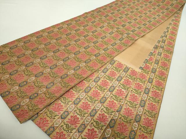 平和屋着物●西陣 川島織物 全通柄袋帯 草花文 金糸 正絹 逸品 DABA1780ps