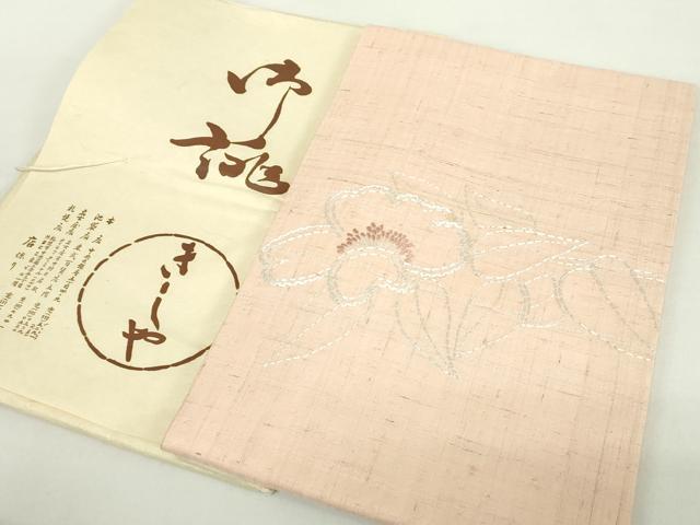 平和屋着物●銀座きしや 九寸開き名古屋帯 刺し子 総刺繍 生紬 草花文 たとう紙付き 正絹 逸品 DABA1799ps