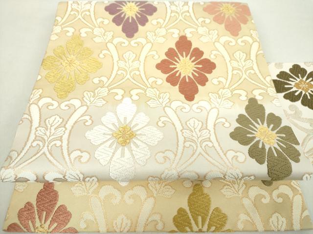 平和屋着物●九寸名古屋帯 唐織 立涌花唐草文 金糸 正絹 逸品 DABA1823ps