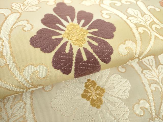 平和屋着物●九寸名古屋帯 唐織 立涌花唐草文 金糸 正絹 逸品 DABA1823ps