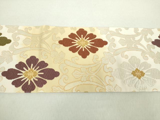 平和屋着物●九寸名古屋帯 唐織 立涌花唐草文 金糸 正絹 逸品 DABA1823ps