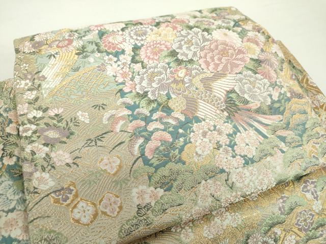 平和屋着物●ワンタッチつけ帯 唐織 吉祥鳳凰花文 金糸 正絹 逸品 DABA1865ps