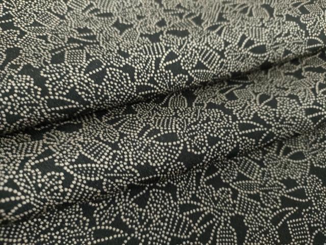 平和屋着物●江戸小紋　草花文　黒地　正絹　逸品　DABA1883ps 平和屋着物▽江戸小紋 単衣 鮫小紋柄 黒地 正絹 逸品 DAAS0284az