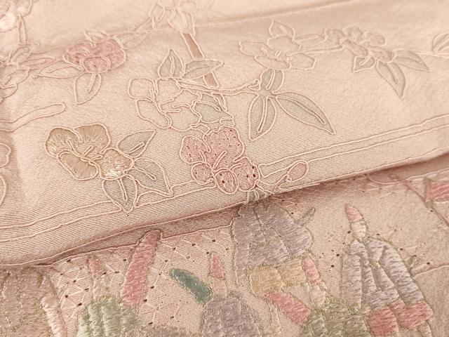 平和屋着物●中国三大刺繍 スワトウ刺繍 汕頭刺繍 総刺繍 訪問着 雲取り人物風景花文 暈し染め ロング丈 正絹 逸品 DABA1937ps