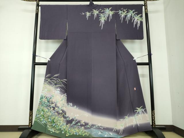 平和屋着物●訪問着　友禅　作家物　秋草文　暈し染め　正絹　逸品　DABA1944ps 平和屋着物○訪問着 友禅 作家物 秋草文 暈し染め 正絹 逸品 DABA1944ps