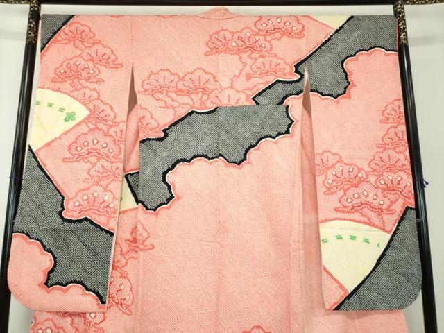 平和屋着物●豪華振袖 総絞り 檜扇松文 正絹 逸品 DABA1955ps