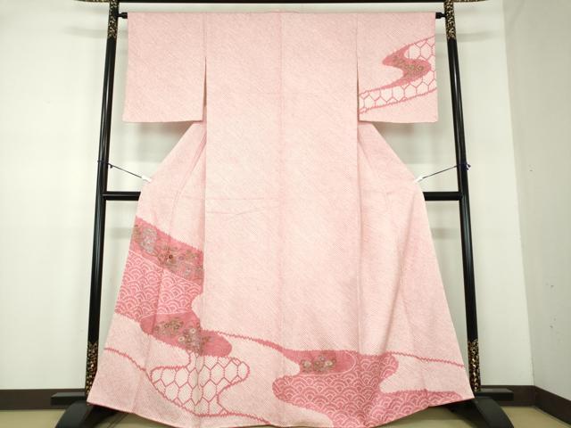 平和屋着物●訪問着　絞り　刺繍　貝桶花文　金彩　正絹　逸品　DABA1964ps 平和屋着物○訪問着 絞り 刺繍 貝桶花文 金彩 正絹 逸品 DABA1964ps