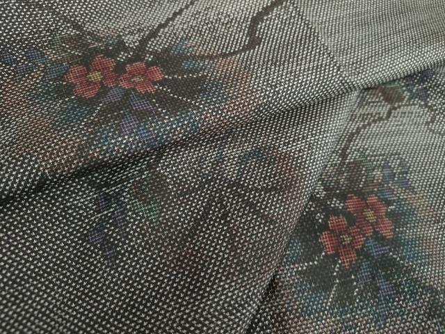 平和屋着物○本場大島紬 9マルキ 枝花文 正絹 逸品 DABA1965ps