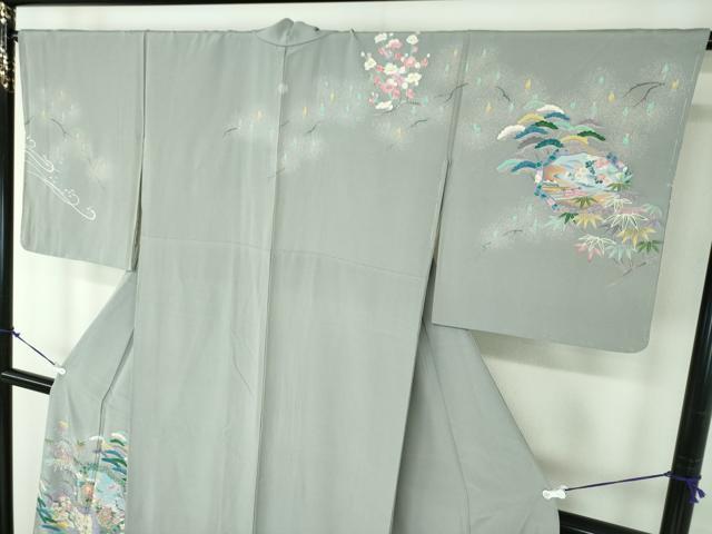 平和屋着物●訪問着 友禅 作家物 吉祥花鳥絵皿 正絹 逸品 未使用 DABA1969ps