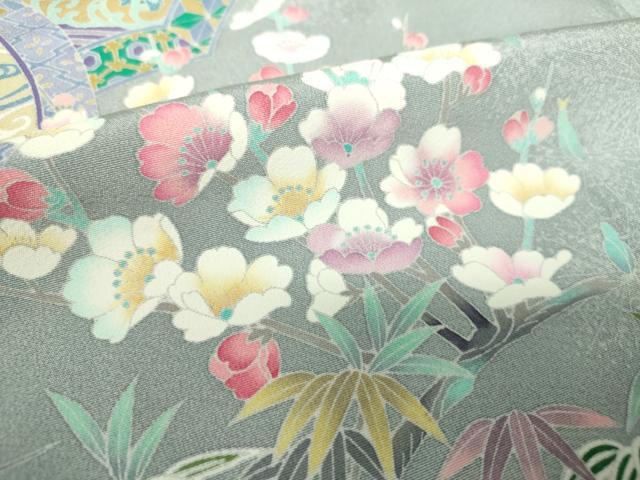平和屋着物●訪問着 友禅 作家物 吉祥花鳥絵皿 正絹 逸品 未使用 DABA1969ps