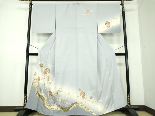 平和屋着物●訪問着 駒刺繍 道長宝尽くし 枝垂れ花 暈し染め 金彩 正絹 逸品 DABA1974ps
