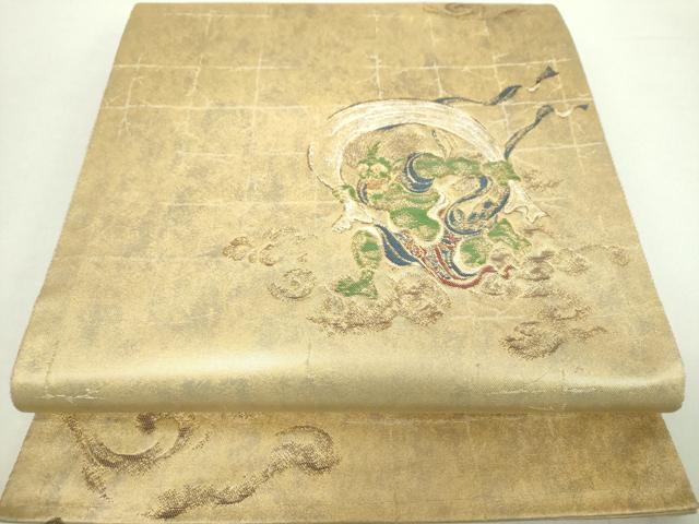 平和屋着物●六通柄袋帯 風神 金糸 引箔 正絹 逸品 DABA1978ps
