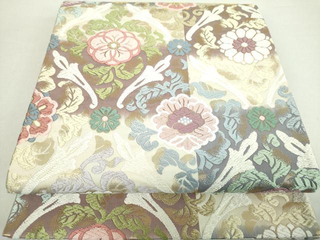 平和屋着物○六通柄袋帯 唐織 花菱文 金銀糸 正絹 逸品 DABA1985ps