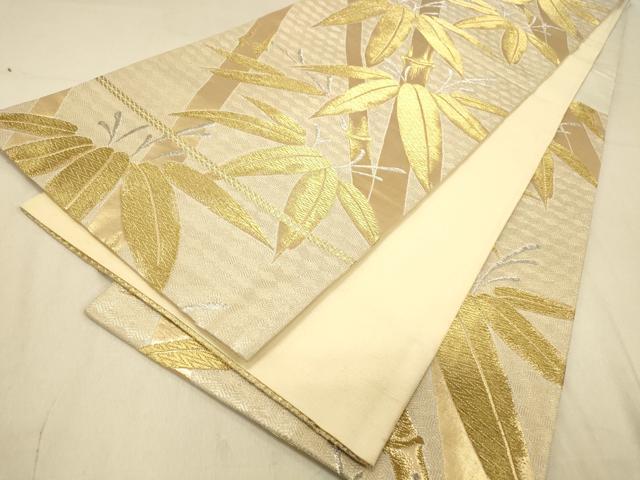 平和屋着物◎六通柄袋帯 笹竹文 金銀糸 正絹 逸品 DABA2034jm