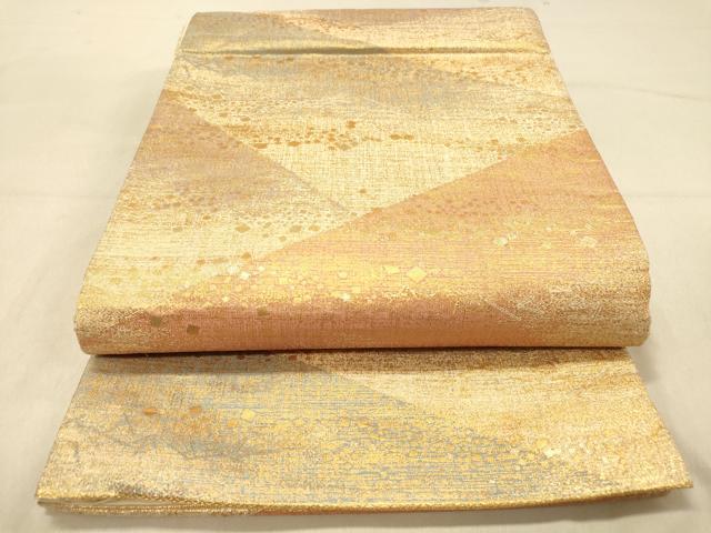 平和屋着物◎六通柄袋帯 重ね山箔散らし文 金糸 正絹 逸品 DABA2038jm