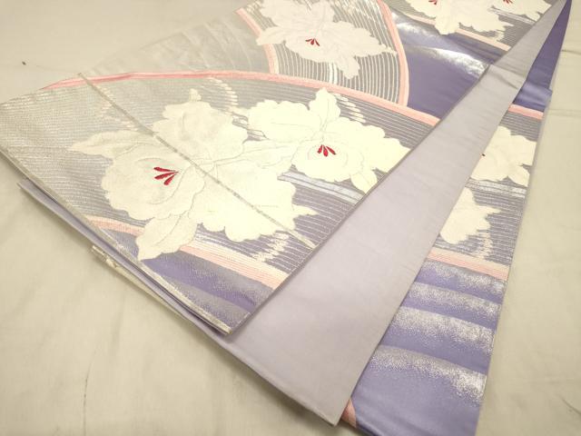 平和屋着物◎六通柄袋帯 流水舞花文 銀糸 正絹 逸品 DABA2052jm