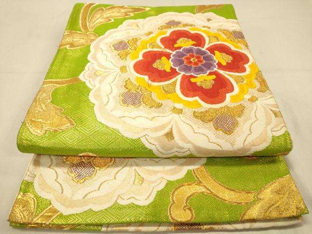 平和屋着物◎六通柄袋帯 唐織 正倉院花唐草文 金糸 正絹 逸品 DABA2131jm