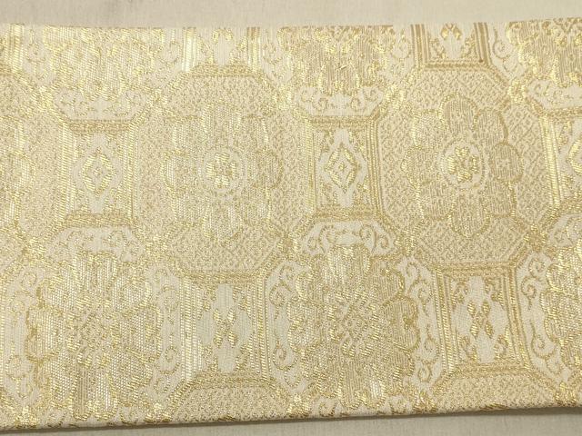 平和屋着物◎九寸名古屋帯 蜀江花文 金糸 正絹 逸品 DABA2411ya