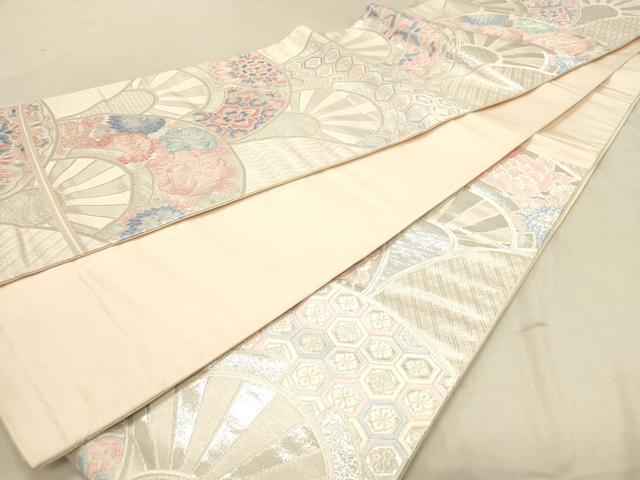 平和屋着物◎六通柄袋帯 唐織 九百錦 花青海波 銀糸 正絹 逸品 DABA2457ya