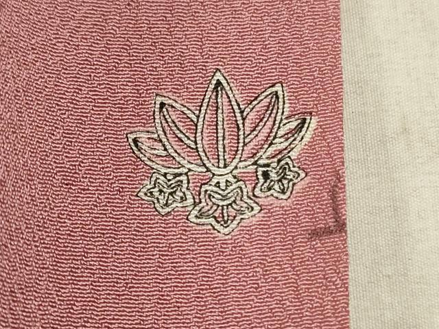 平和屋着物▼羽織・コート 解き反物 羽尺 霞地紋 退紅色 逸品 DABA2570zy