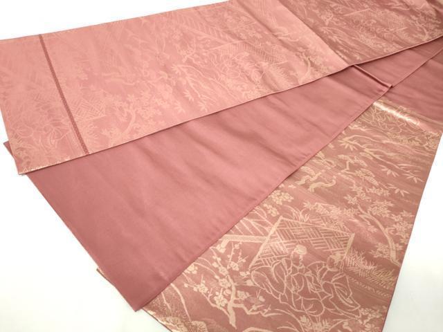 平和屋着物◎六通柄袋帯 風景人物文 金糸 正絹 逸品 DABA3059qa