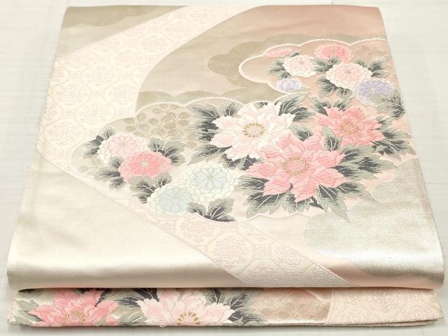 平和屋着物◎六通柄袋帯 唐織 草花文 金銀糸 正絹 逸品 DABA3129qa