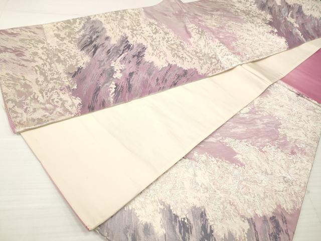 平和屋着物◎六通柄袋帯 立波文 銀糸 正絹 逸品 DABA3211qa