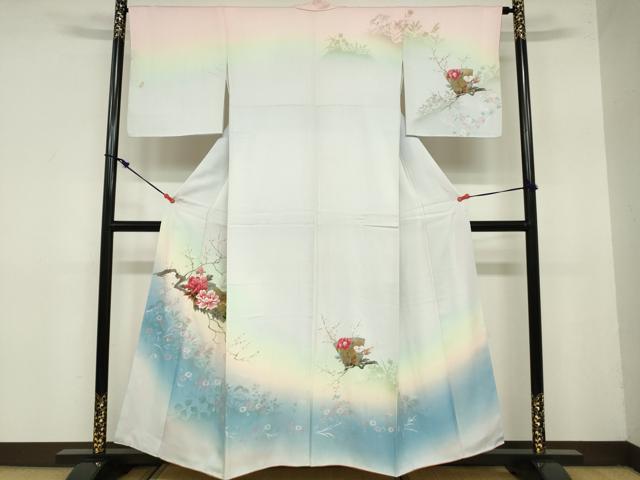 平和屋着物■訪問着 手描き 枝花文 暈し染め 金彩 正絹 逸品 DABA3321qa
