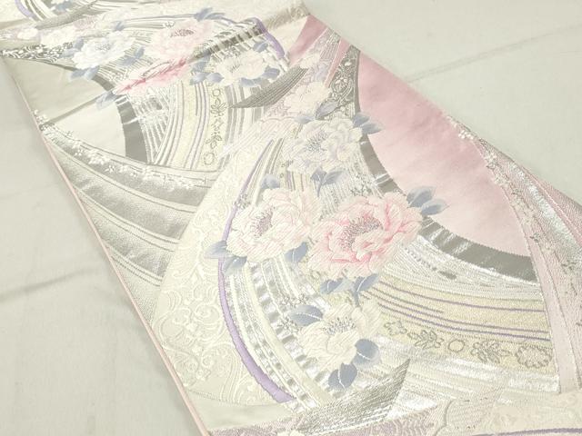 平和屋着物◎六通柄袋帯 唐織 草花文 きらめき プラチナ箔 正絹 逸品 DABA3354qa