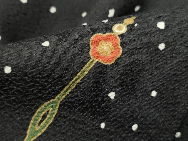 平和屋着物■上質な小紋 簪 霞文 黒地 金彩 正絹 逸品 DABA3481qa