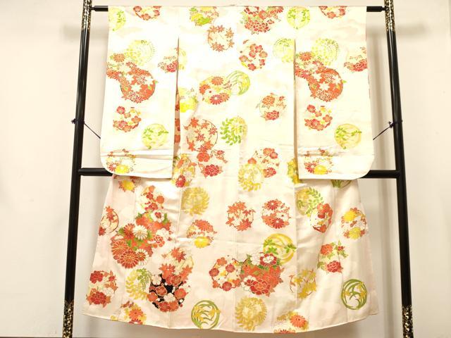 平和屋着物∵女の子 十三参り 子供 祝着 駒刺繍 花丸文 金彩 逸品 DABA3523ma