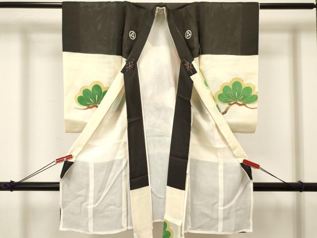 平和屋着物*夏物 お宮参り 男の子 祝着 産着 初着 のしめ 絽 駒刺繍 鷹 鷲 松文 金彩 逸品 DABA3720ma