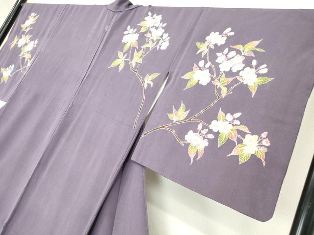 平和屋着物●手描き友禅作 腰原淳策 訪問着 刺繍 枝桜文 金彩 正絹 逸品 DABA4081az