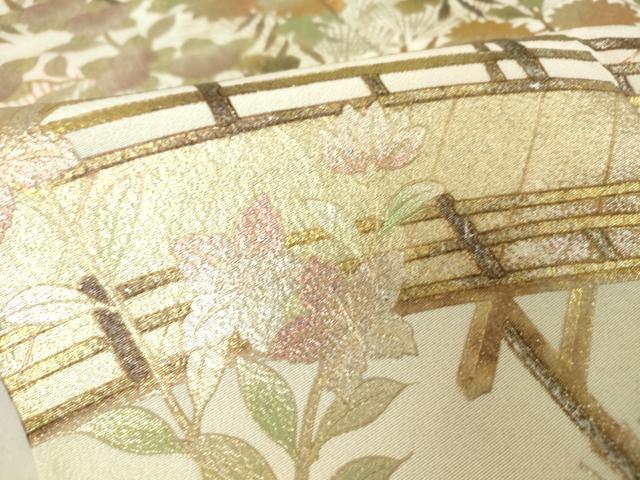 平和屋着物●訪問着 作家物 渡り橋花文 暈し染め 金銀彩 正絹 逸品 DABA4120az