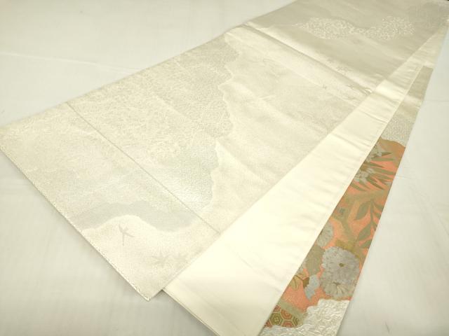 平和屋着物▼太鼓柄袋帯 蜀江牡丹文 金銀彩 正絹 逸品 DABA4153az