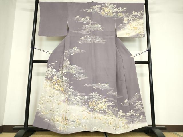 平和屋着物●訪問着 駒刺繍 宝尽くし楽器花文 暈し染め 金彩 反端付き 正絹 逸品 DABA4387az