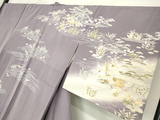 平和屋着物●訪問着 駒刺繍 宝尽くし楽器花文 暈し染め 金彩 反端付き 正絹 逸品 DABA4387az