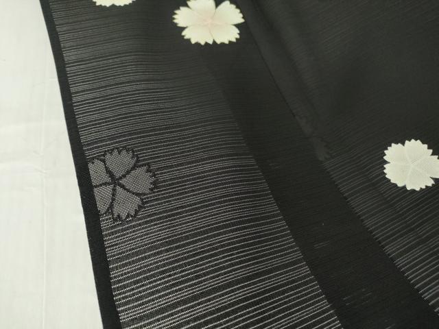平和屋着物*夏物 小紋 変わり絽 舞花文 黒地 金彩 正絹 逸品 DABA4464az