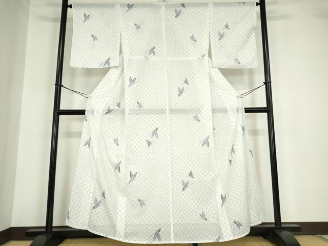 平和屋着物*夏物 小紋 絽 舞蝶文 洗える着物 DABA4494az