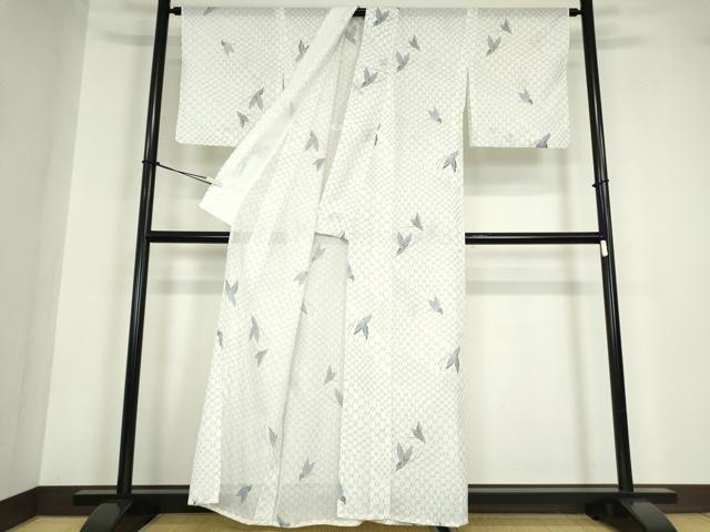 平和屋着物*夏物 小紋 絽 舞蝶文 洗える着物 DABA4494az