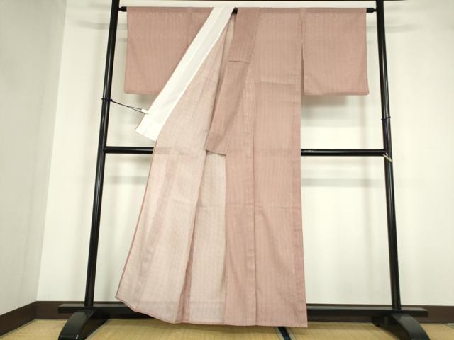 平和屋着物*夏物 小紋 絽 縞 洗える着物 DABA4497az