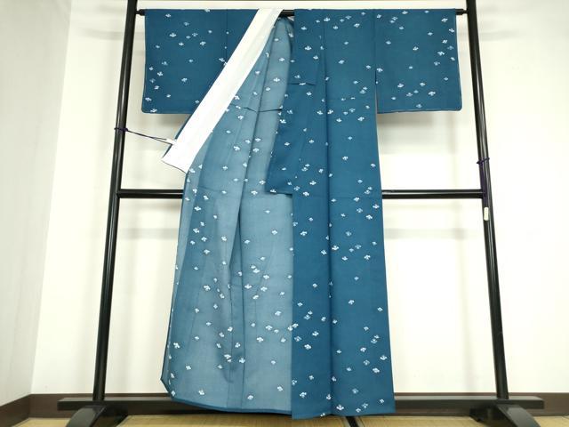 平和屋着物*夏物 小紋 絽 舞花文 洗える着物 未使用 DABA4528az
