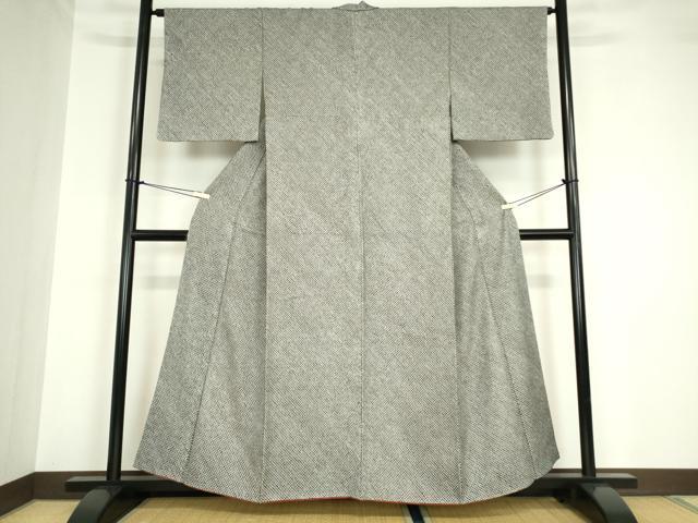 平和屋着物●大変加工の良い総絞り小紋 黒地 正絹 逸品 DABA4589az