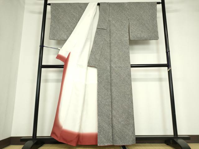平和屋着物●大変加工の良い総絞り小紋 黒地 正絹 逸品 DABA4589az