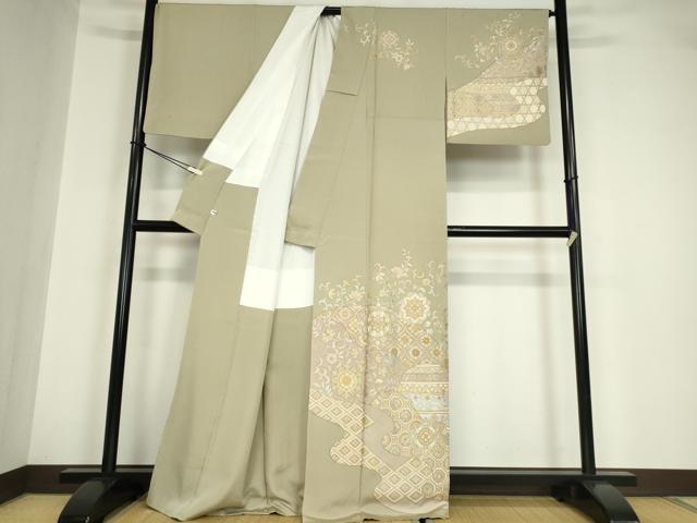 平和屋着物●訪問着 総刺繍 正倉院花文 金糸 正絹 逸品 DABA4641az