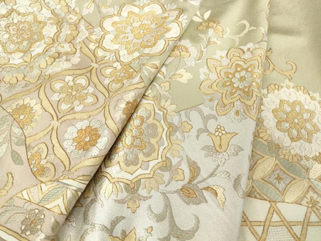 平和屋着物●訪問着 総刺繍 正倉院花文 金糸 正絹 逸品 DABA4641az