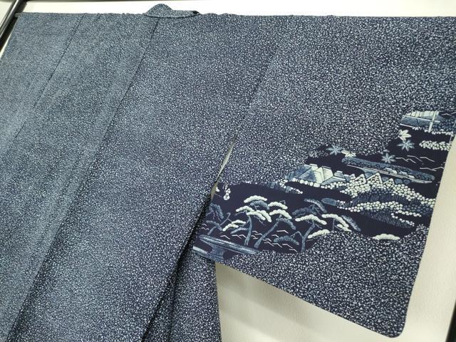 平和屋着物●訪問着 藍 風景文 正絹 逸品 未使用 DABA4654az