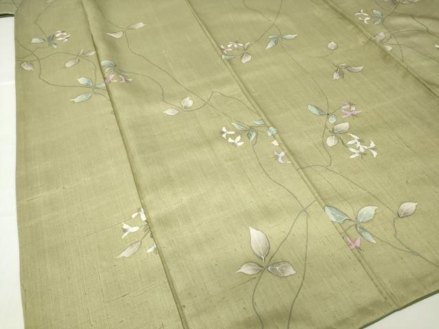 平和屋着物●上質な小紋 紬地 蔦の葉花文 正絹 逸品 DABA4710az