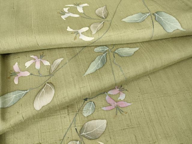 平和屋着物●上質な小紋 紬地 蔦の葉花文 正絹 逸品 DABA4710az