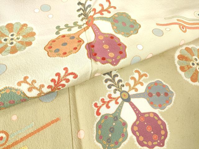 平和屋着物●京の名門 じゅらく謹製 訪問着 駒刺繍 舞花文 暈し染め 金彩 正絹 逸品DABA4715az